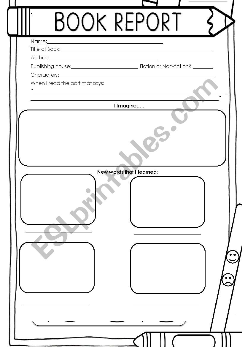 Book Report worksheet