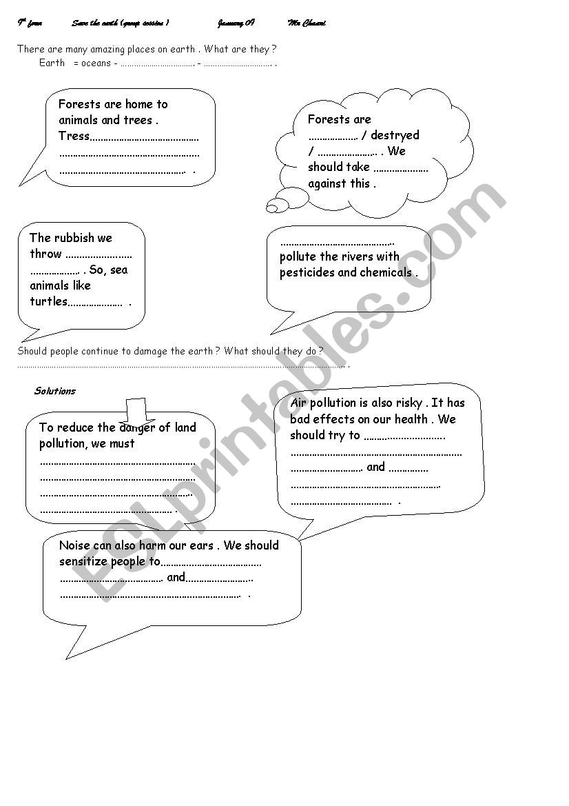 save the earth worksheet