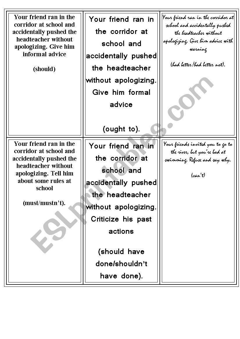 modal verbs revision cards worksheet
