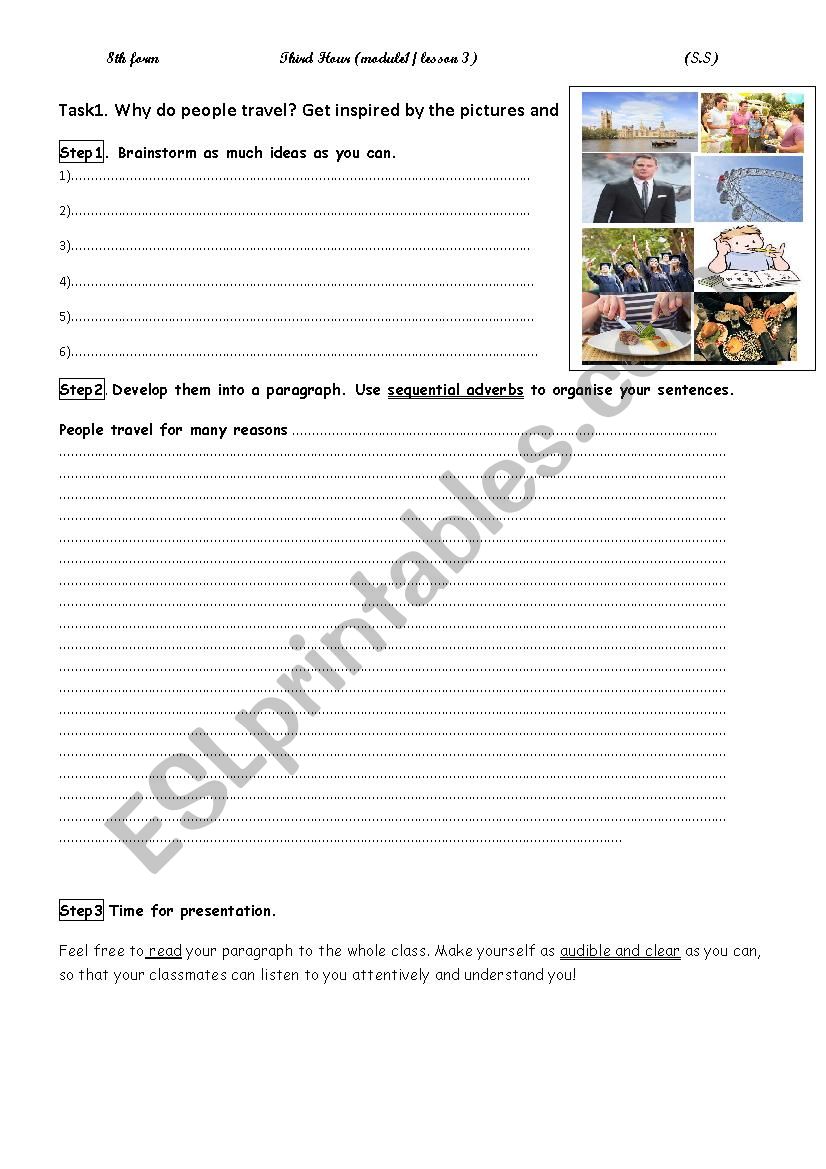 why do people travel? worksheet