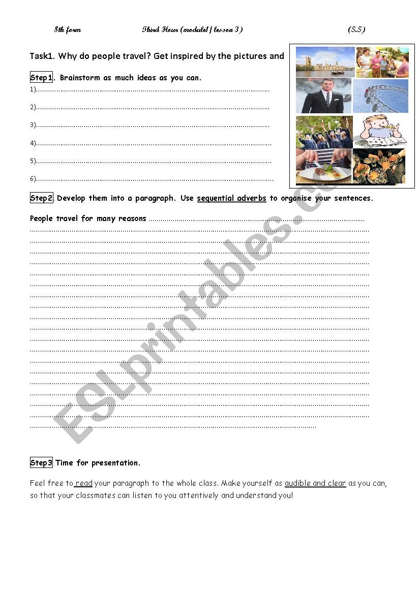 why do people travel? worksheet