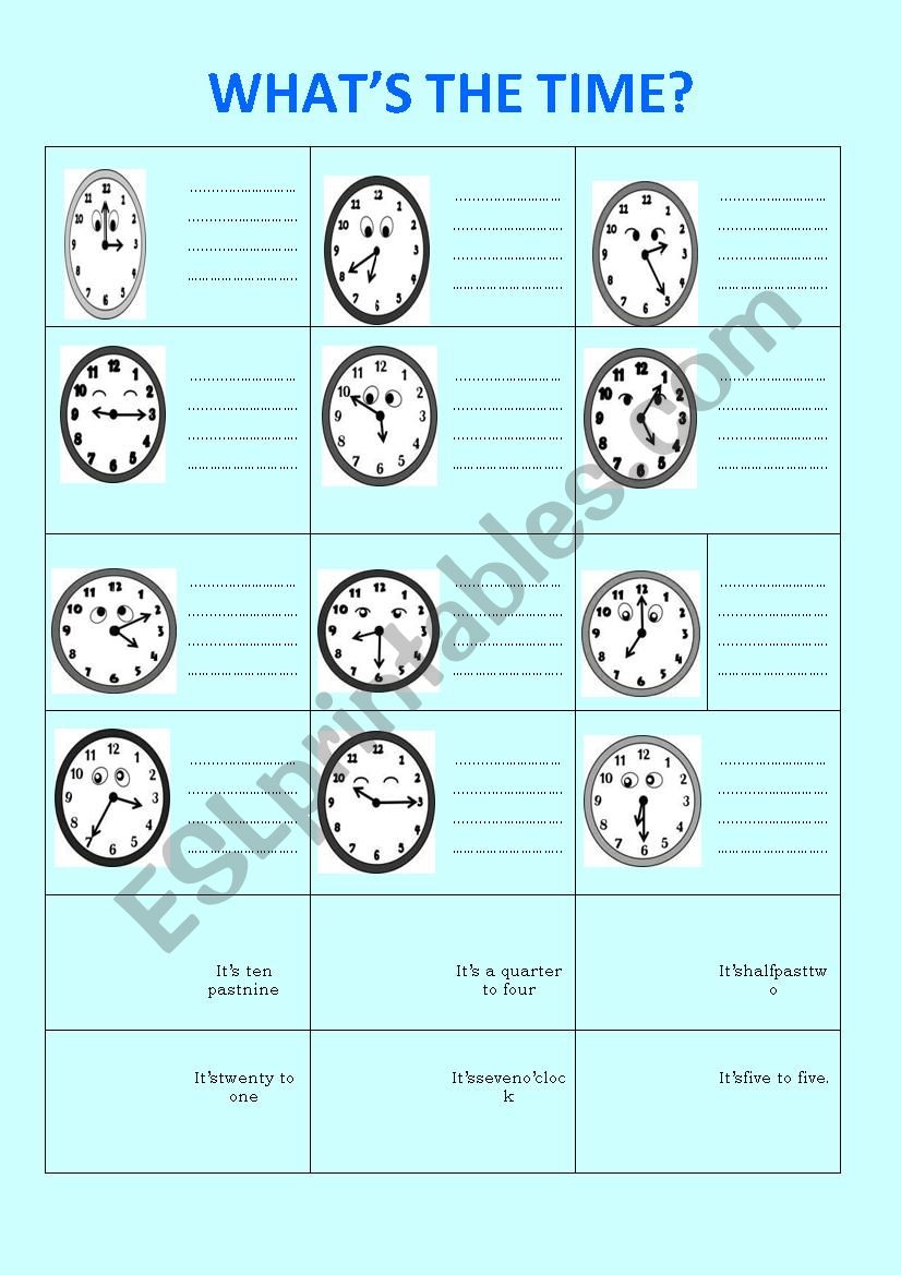 Whats the time? worksheet