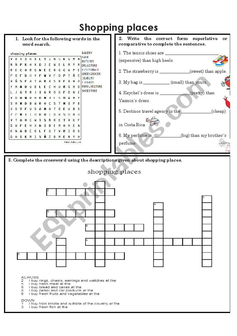 SHOPPING PLACES worksheet