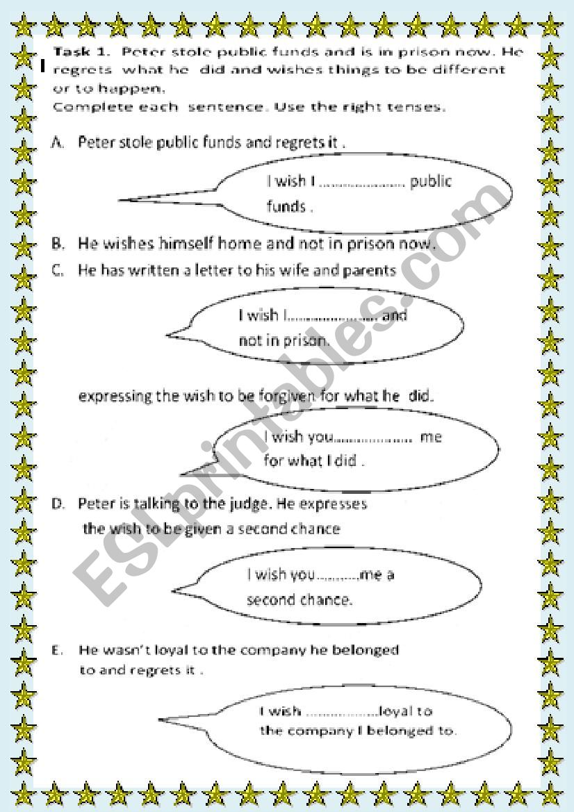 expressing regret worksheet