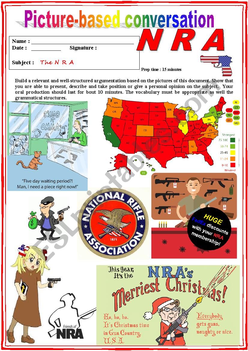 Picture based conversation.  NRA. (Debating) 38/…