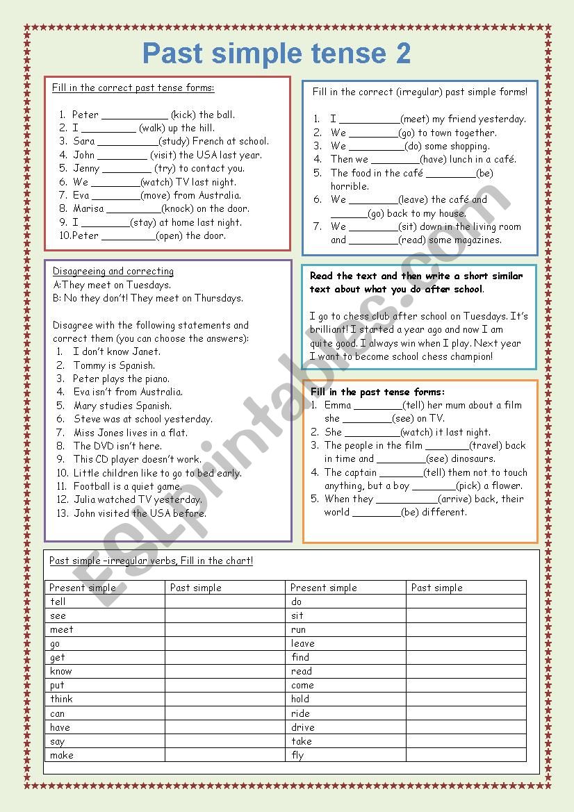 Past simple tense 2 worksheet