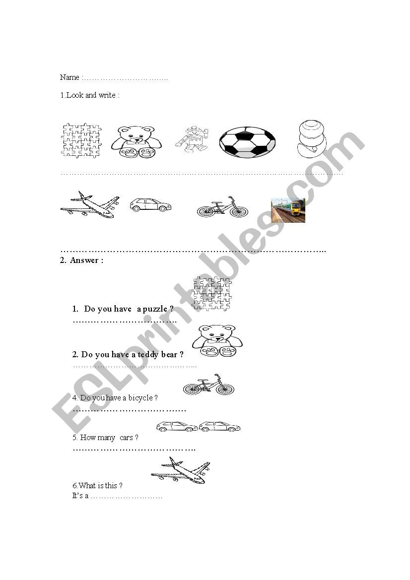 TOYS worksheet
