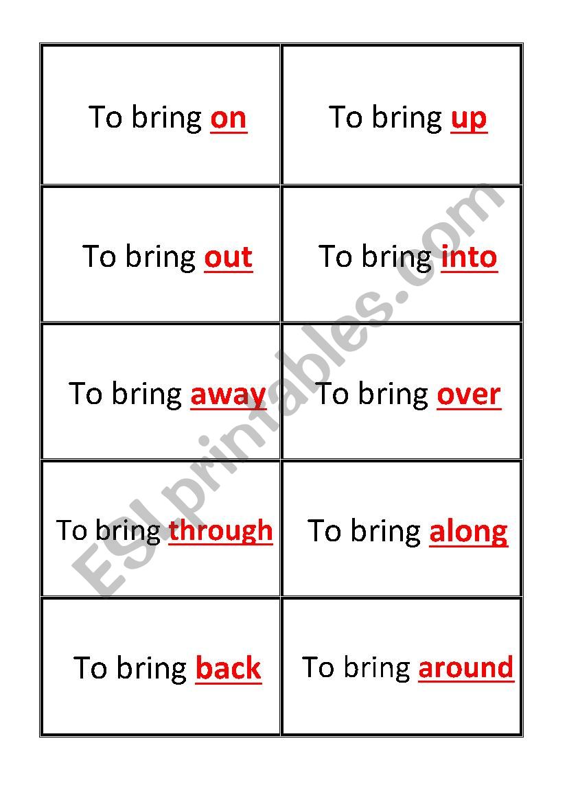 Phrasal verbs - To bring worksheet