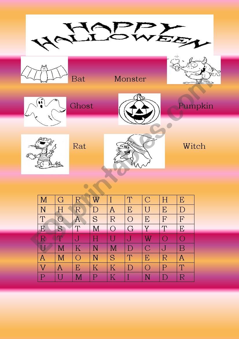 HALLOWEEN WORDSEARCH worksheet