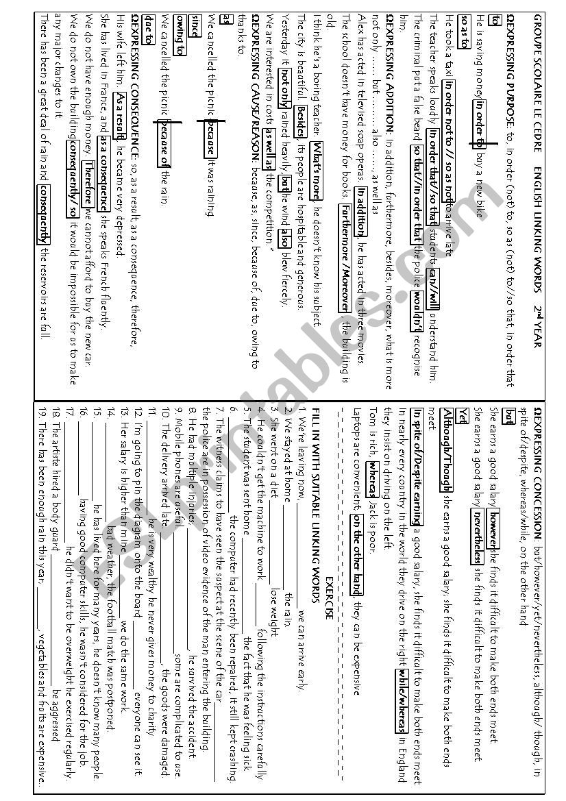 linkjng words worksheet