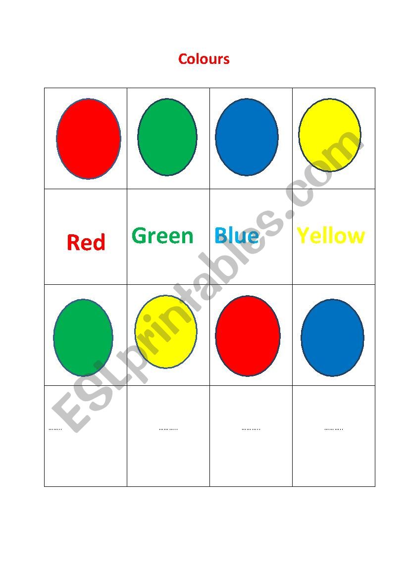 colours worksheet