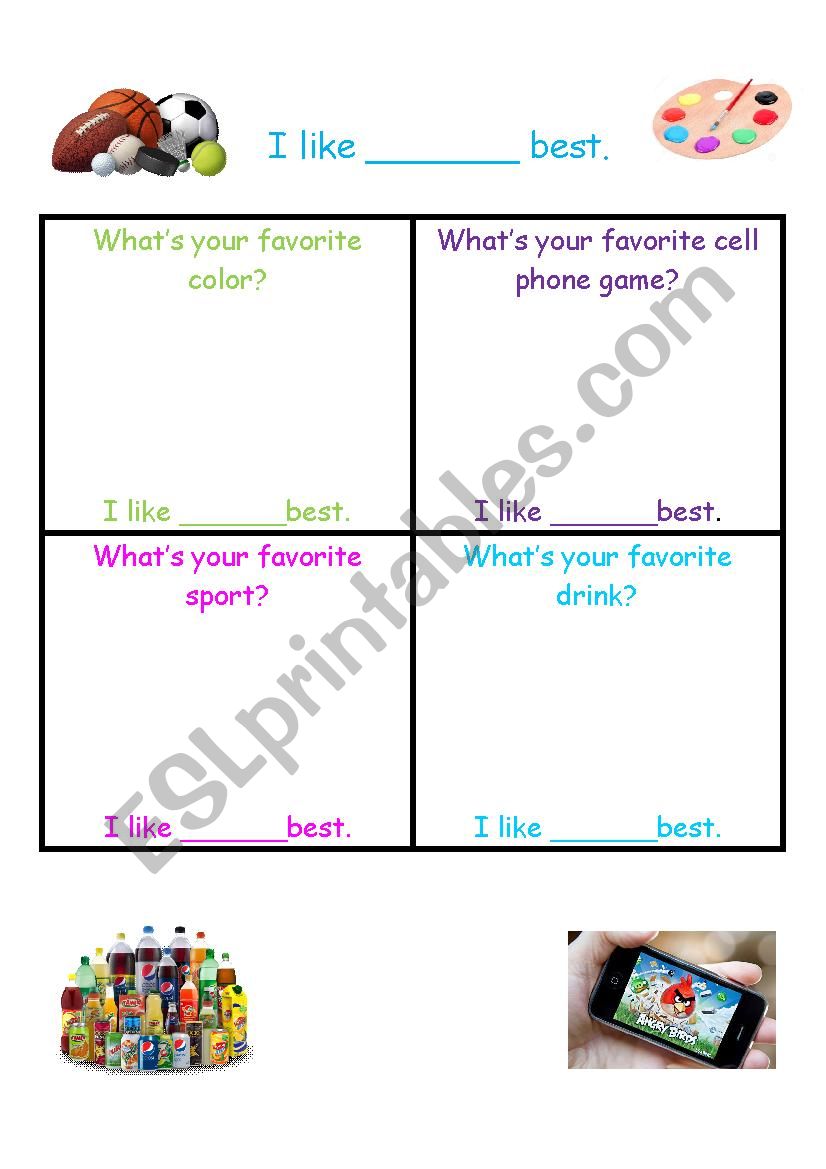 I like ___ best worksheet