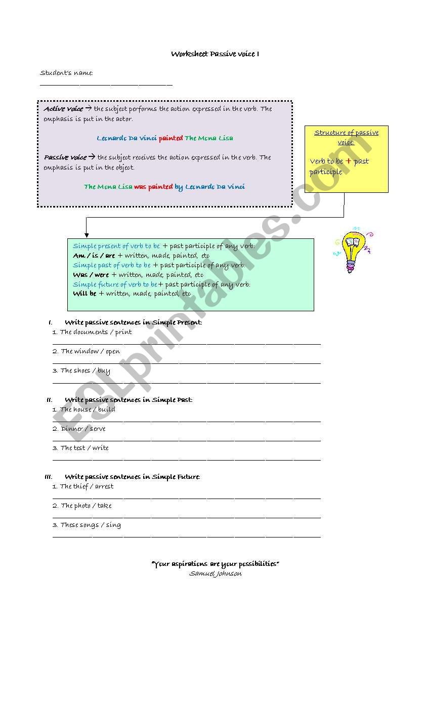 Passive voice I worksheet