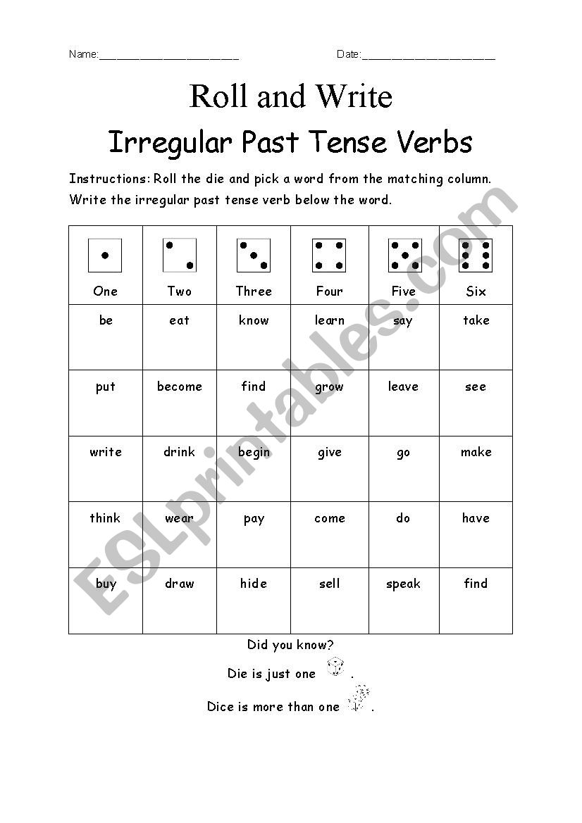 roll-and-write-irregular-past-tense-verbs-esl-worksheet-by-mgarrett
