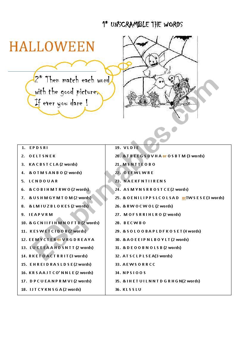 HALLOWEEN VOCABULARY worksheet