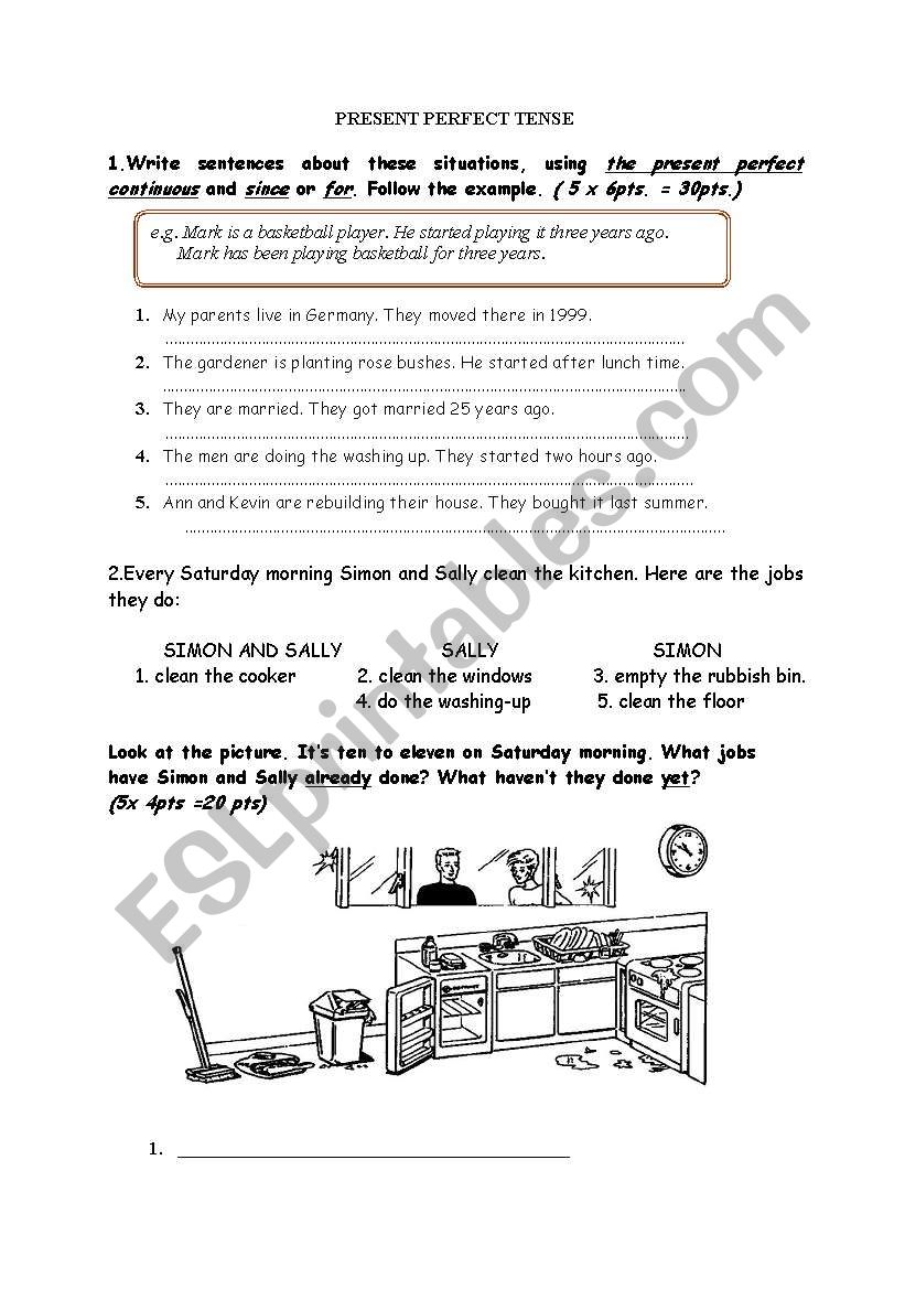 PRESENT PERFECT TENSE worksheet