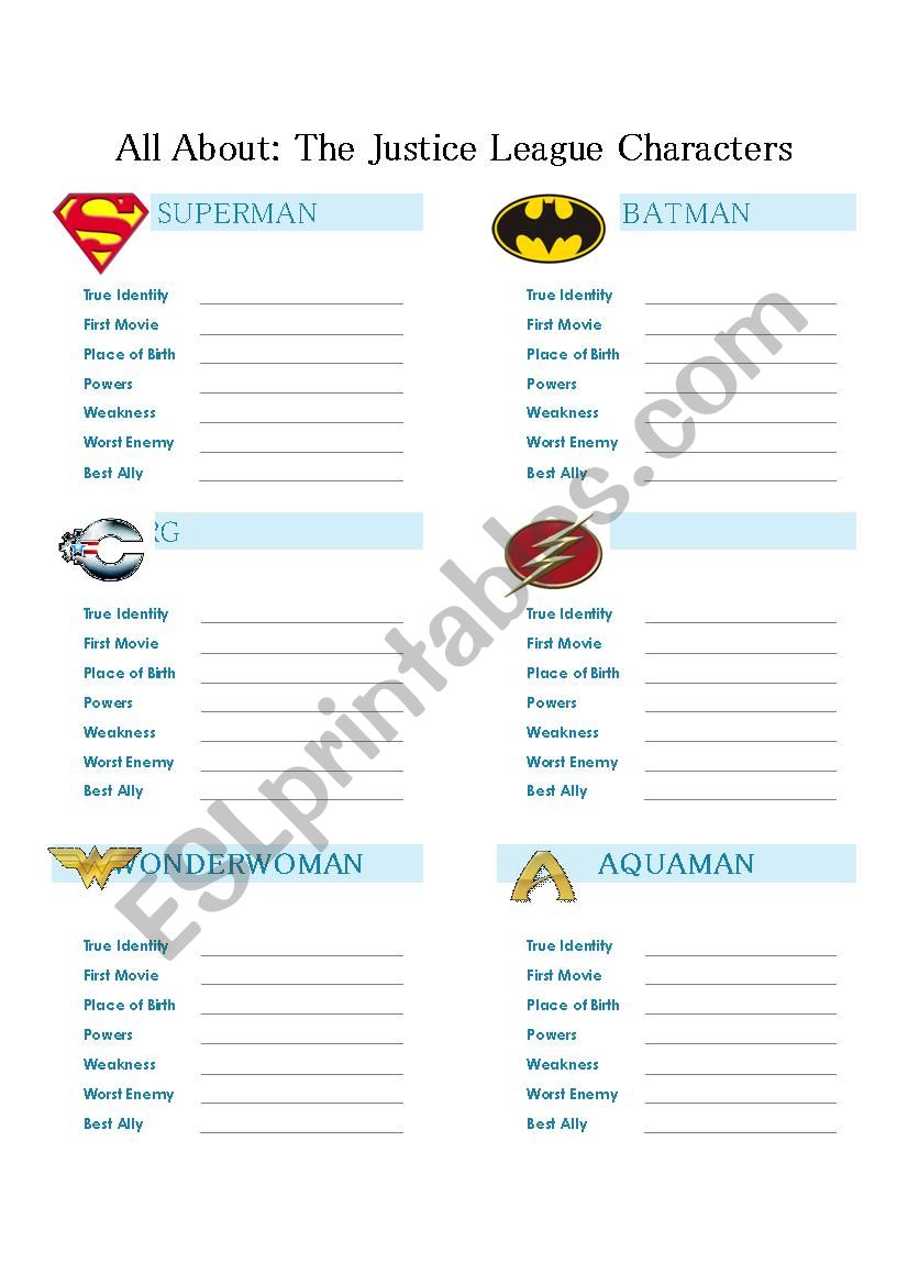 Superhero Questionnaire for Comic Book Readers