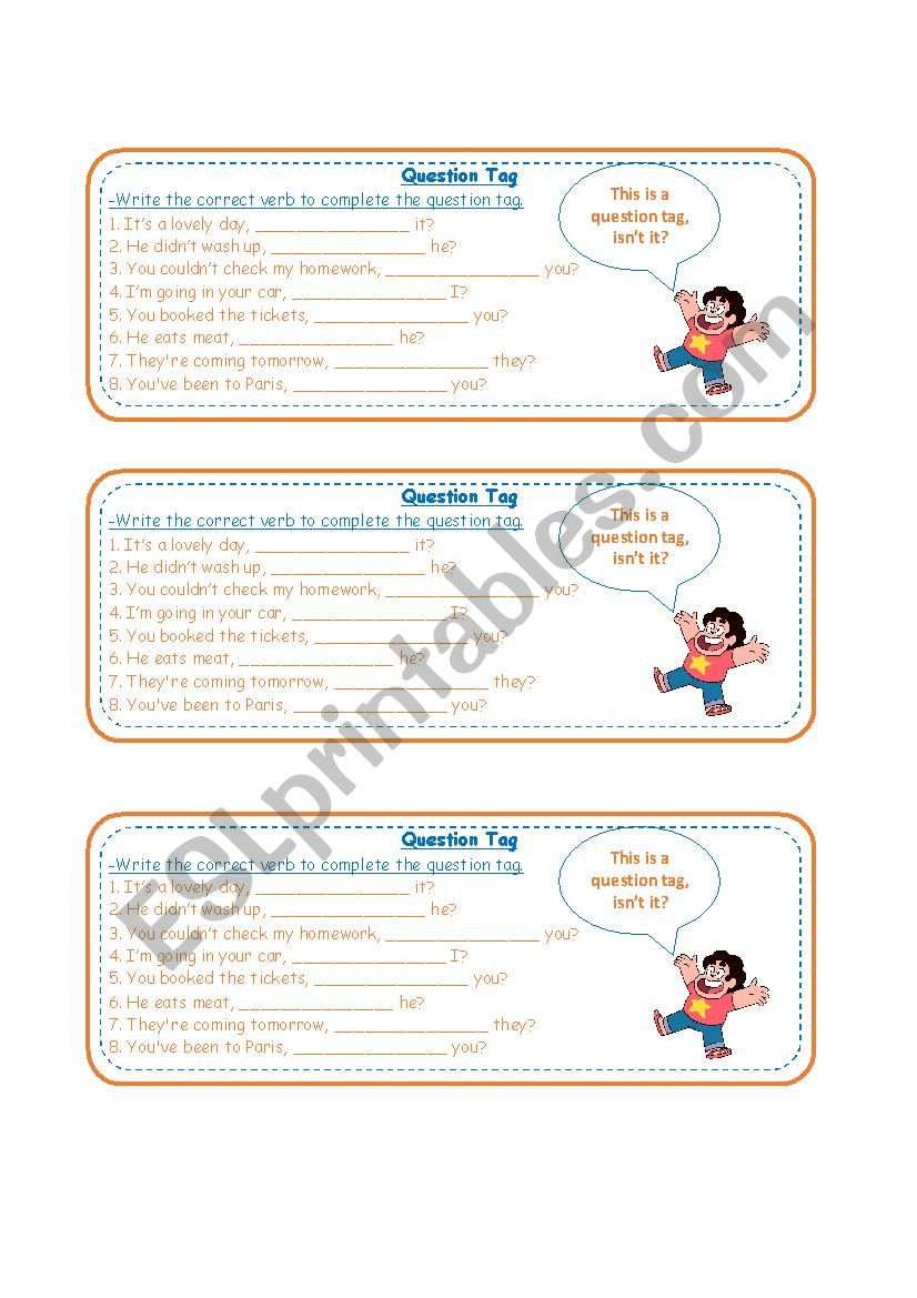 question tag worksheet