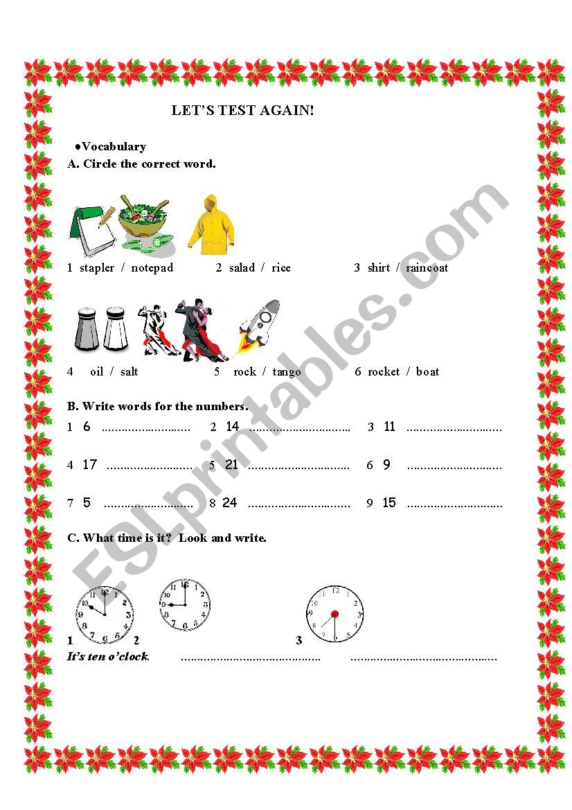 test fourth grade worksheet