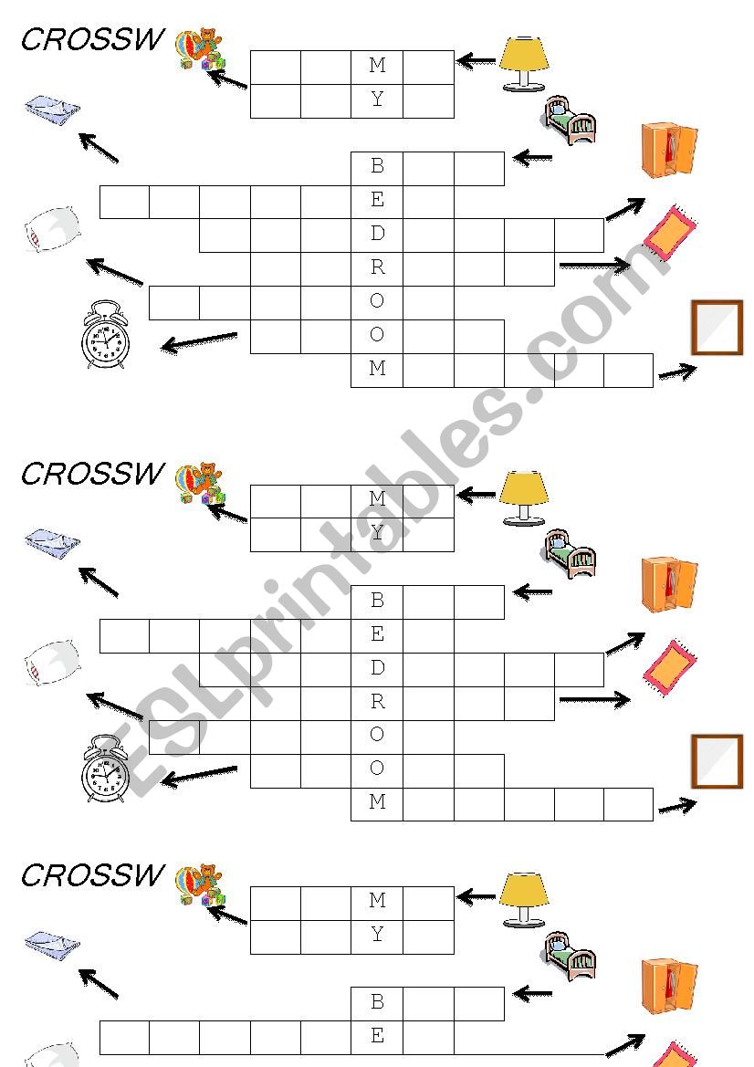 MY BEDROOM CROSSWORD worksheet