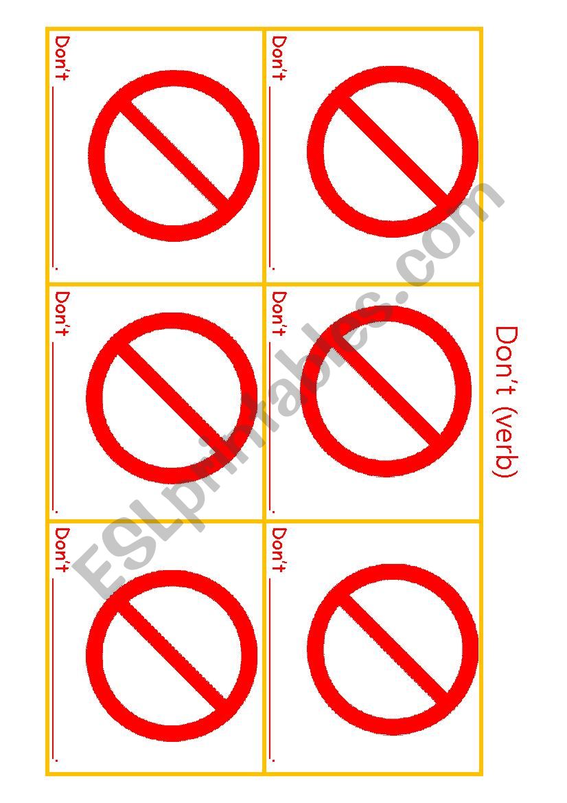 DonÂ´t + verb worksheet