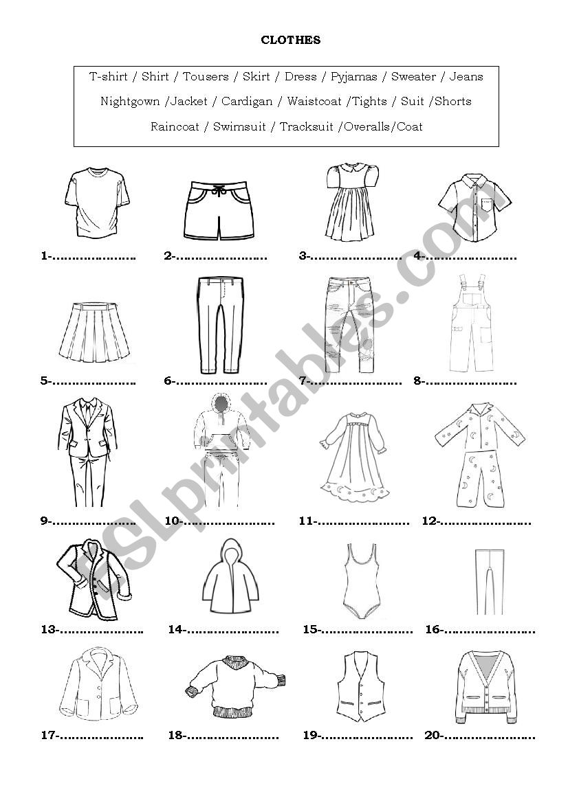 Clothes & Accessories worksheet
