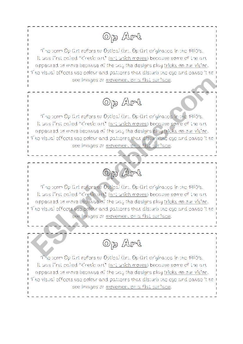 Optical Art worksheet