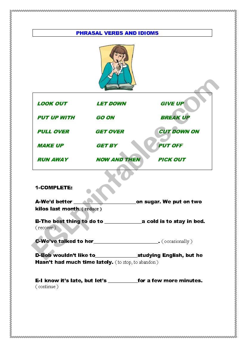 phasal verbs and idioms worksheet