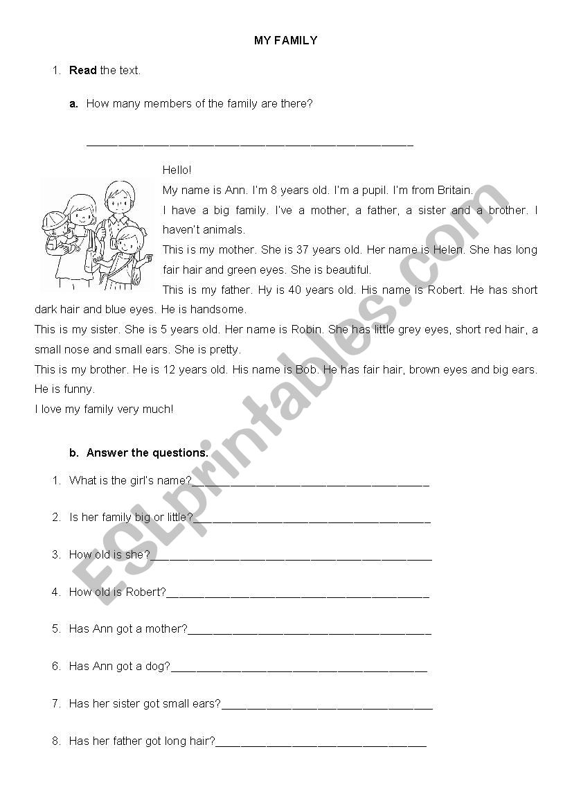 Family worksheet