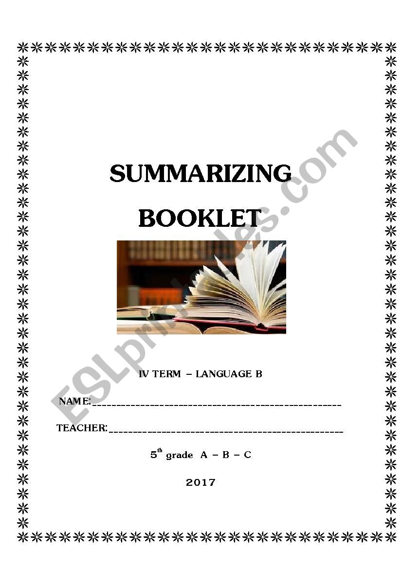 Summarizing Booklet worksheet