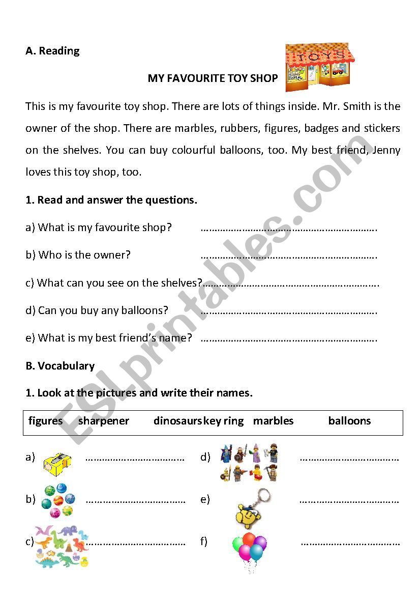 TOYS worksheet