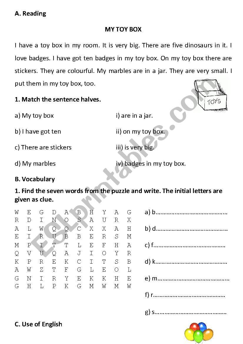 ABOUT TOYS worksheet