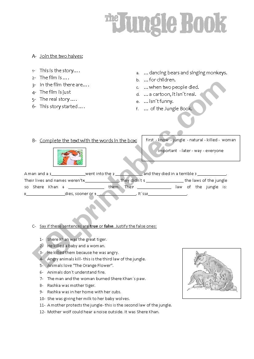 The Jungle Book  worksheet