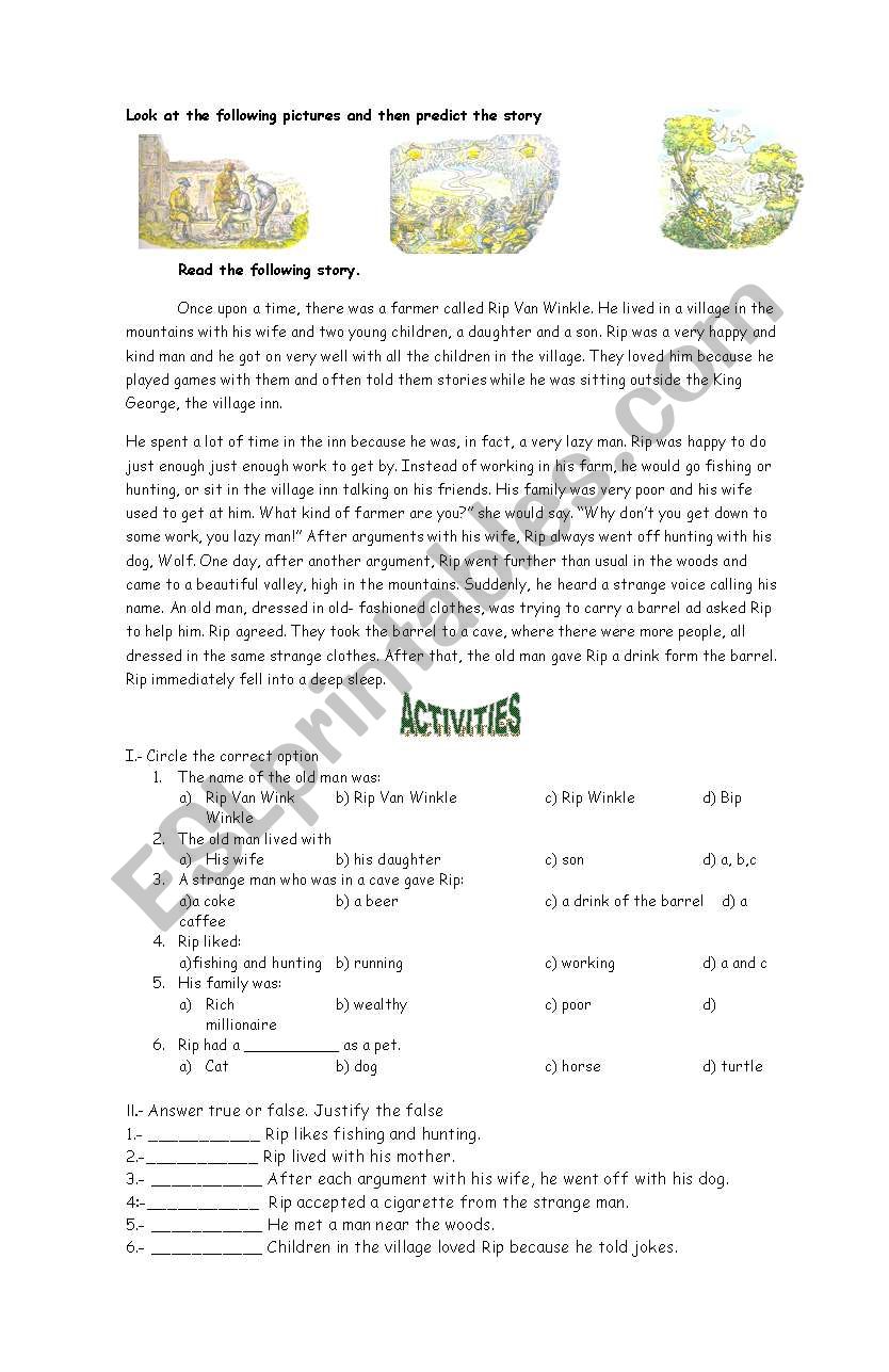 reading in past tense worksheet