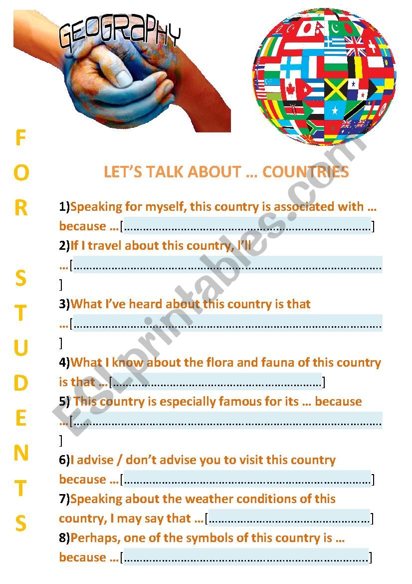 DESCRIPTION OF COUNTRIES worksheet