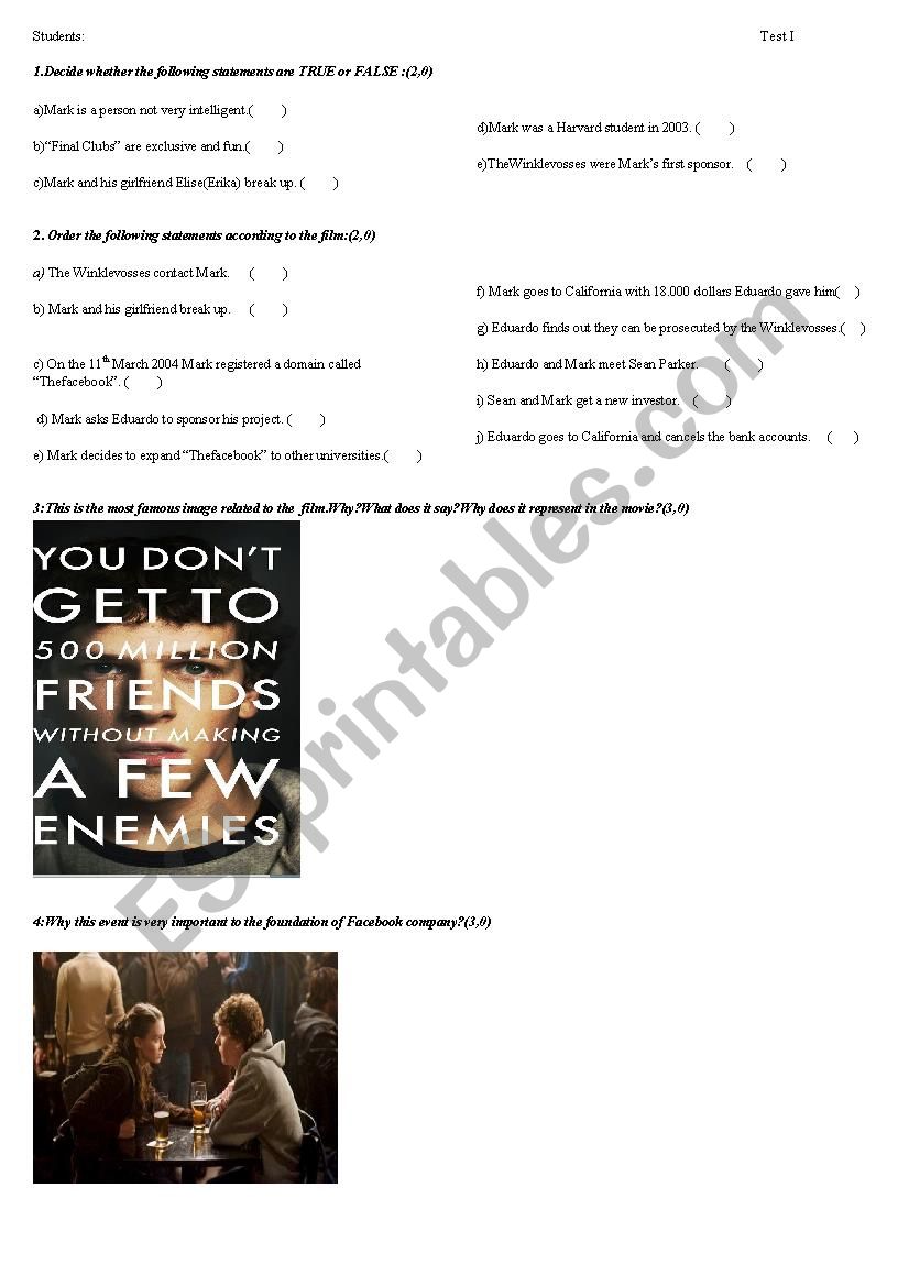 The social network worksheet