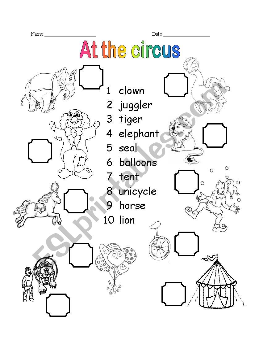 Circus worksheet