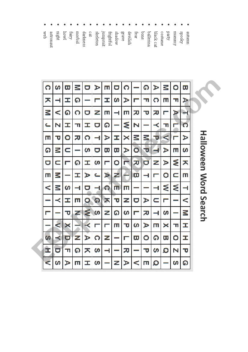 Halloween Word Search worksheet