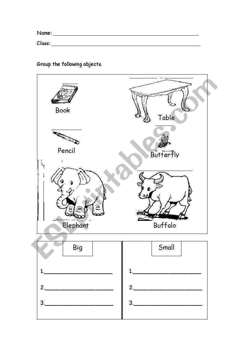 Big and Small worksheet