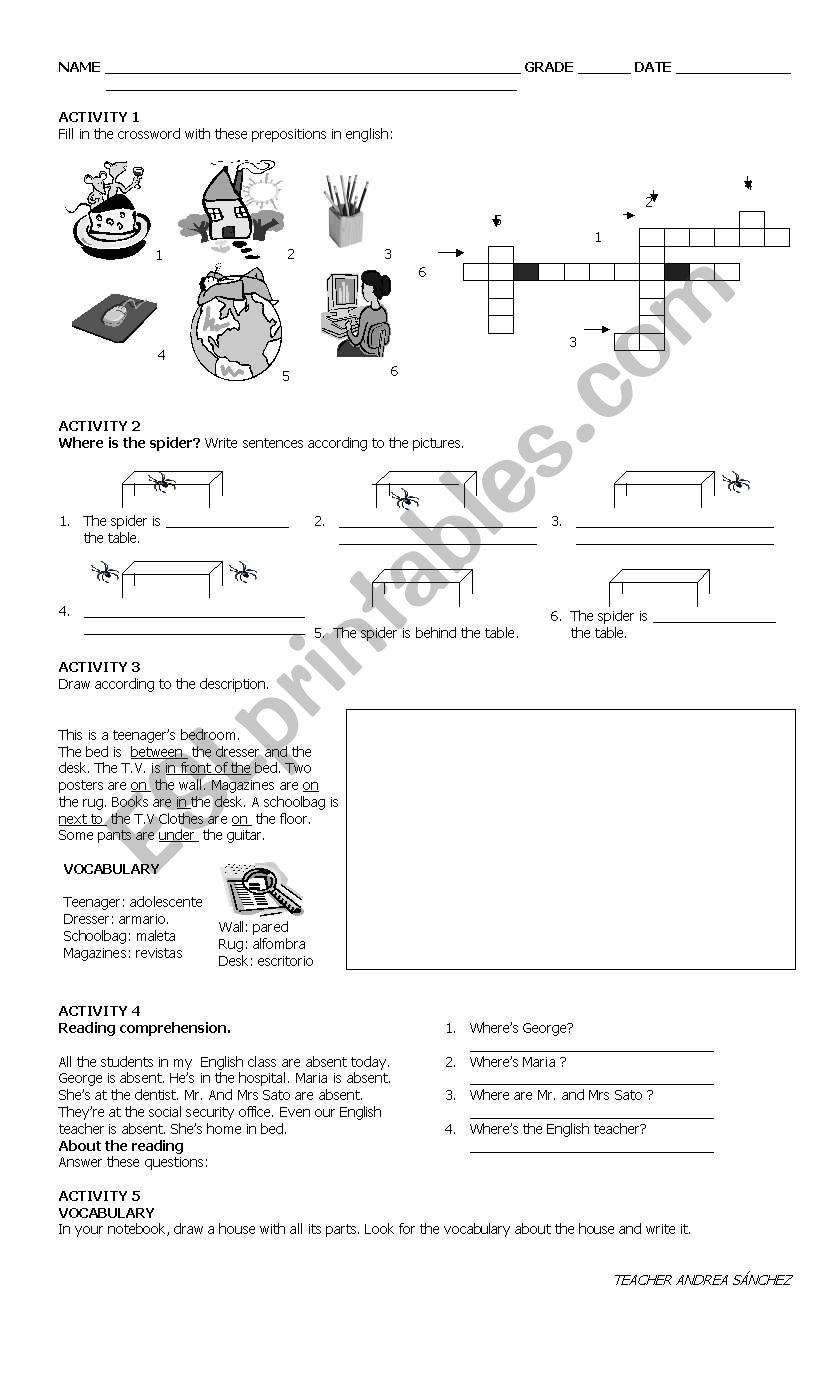 PREPOSITIONS worksheet