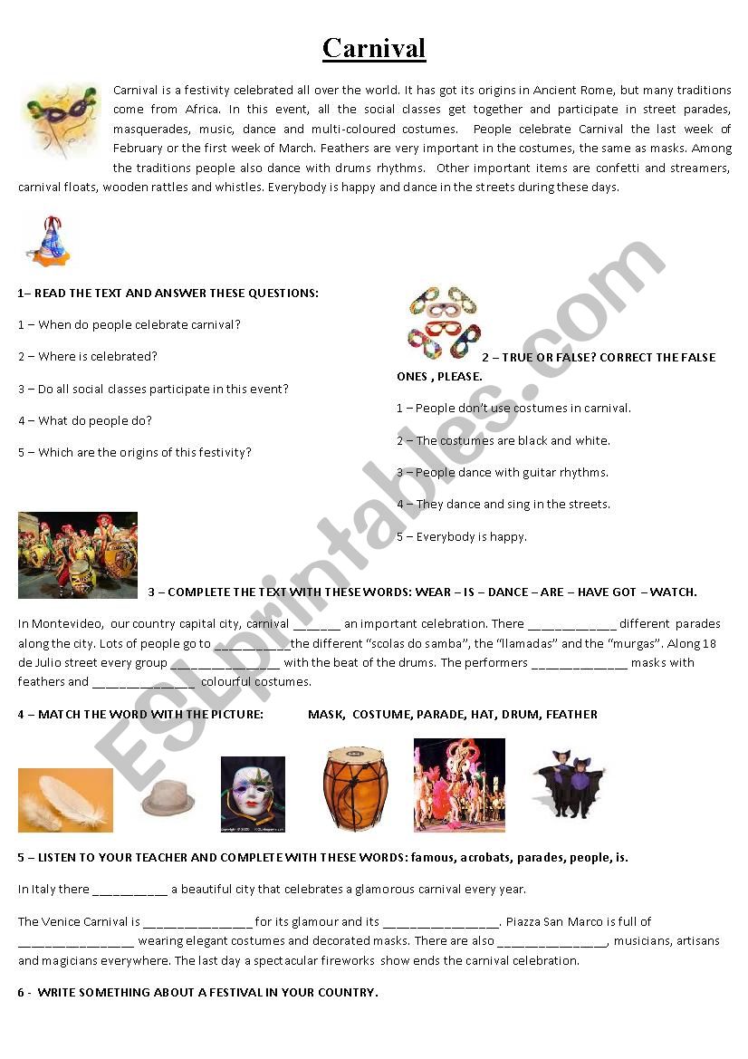 Carnival  worksheet
