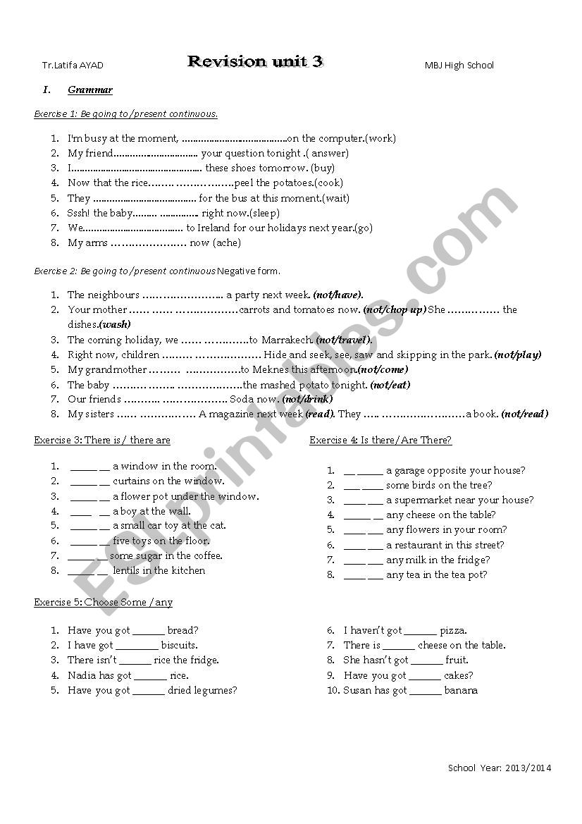 Revision worksheet