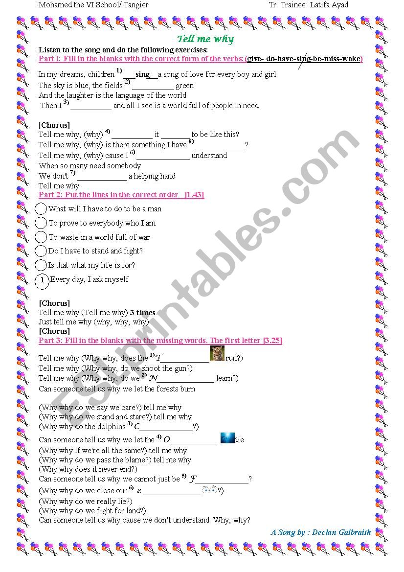 Song worksheet