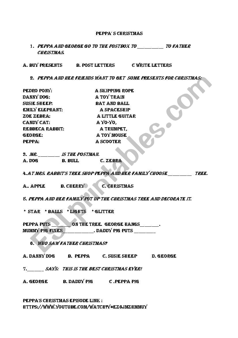 PeppaÂ´s Christmas- watch video and do the task