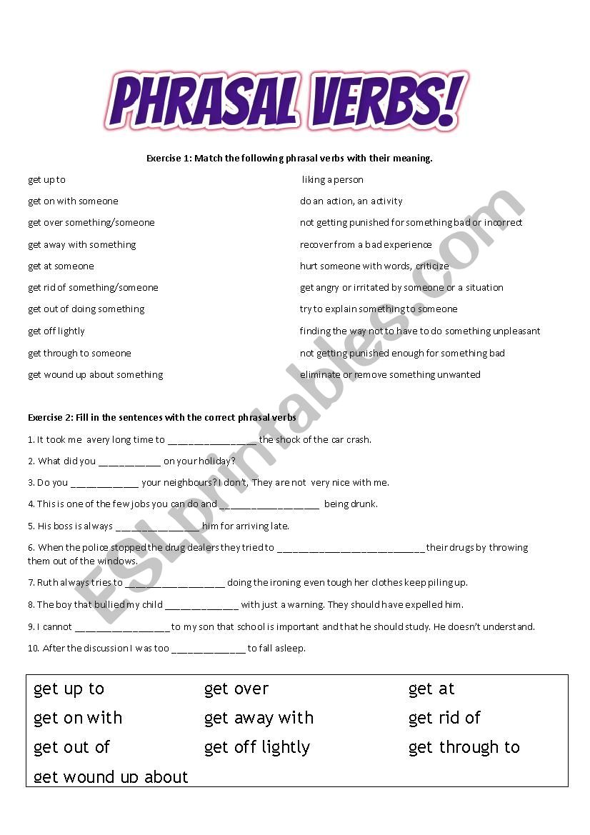 Phrasal verbs worksheet