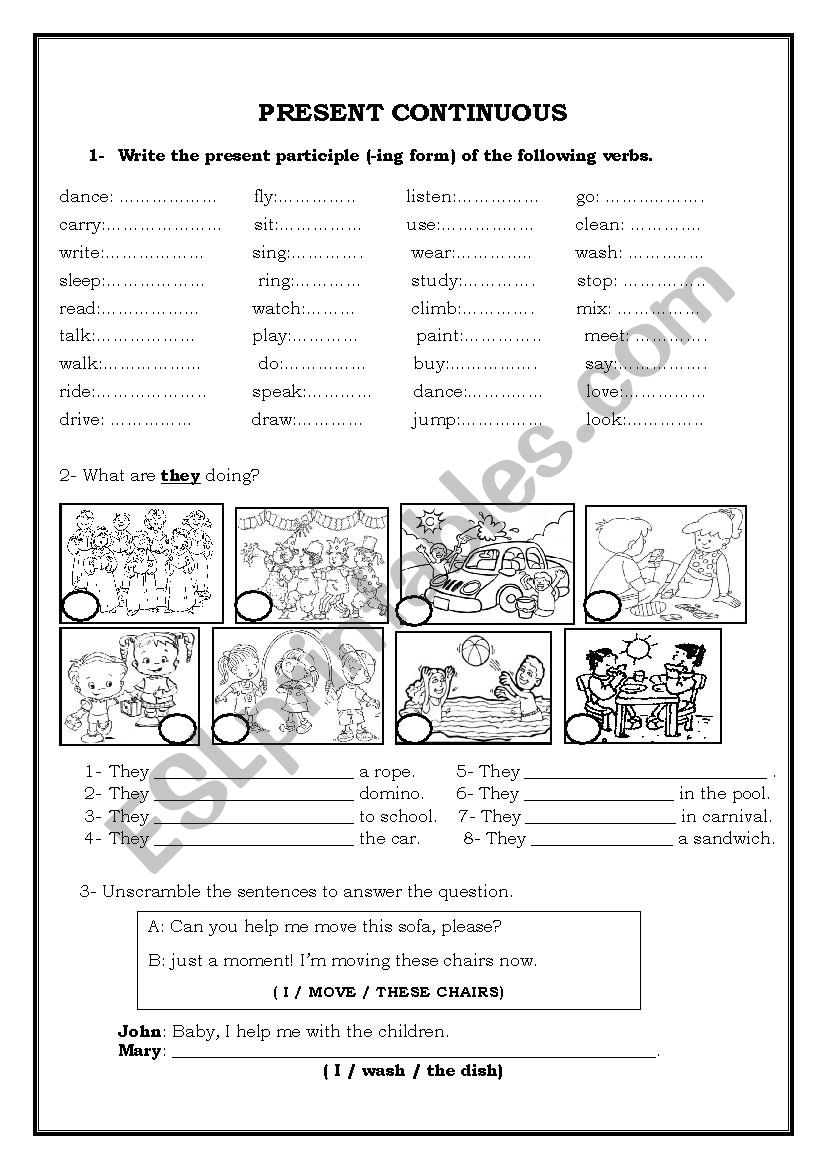 Present Cntinuous worksheet