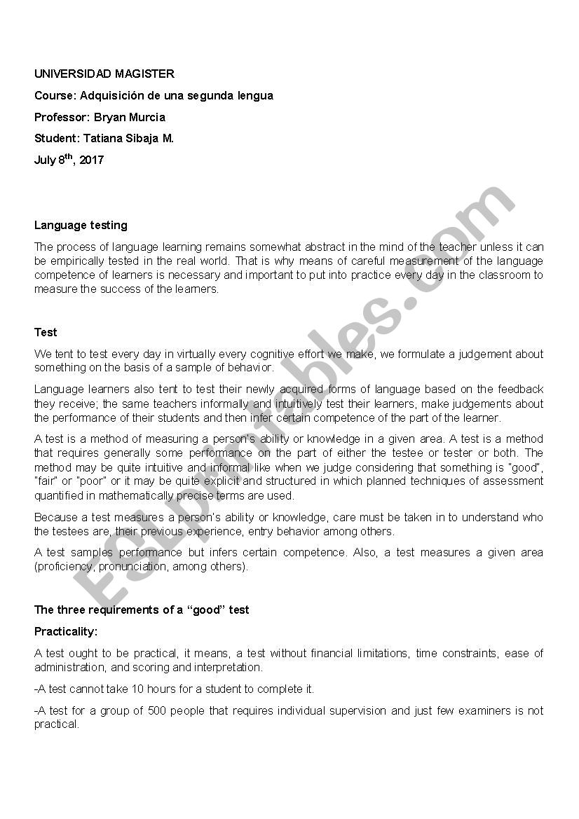language worksheet