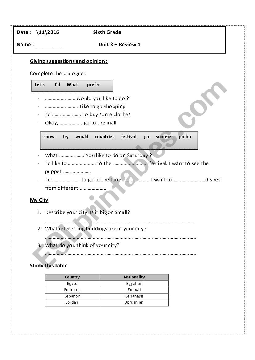 action pack 6th Grade worksheet