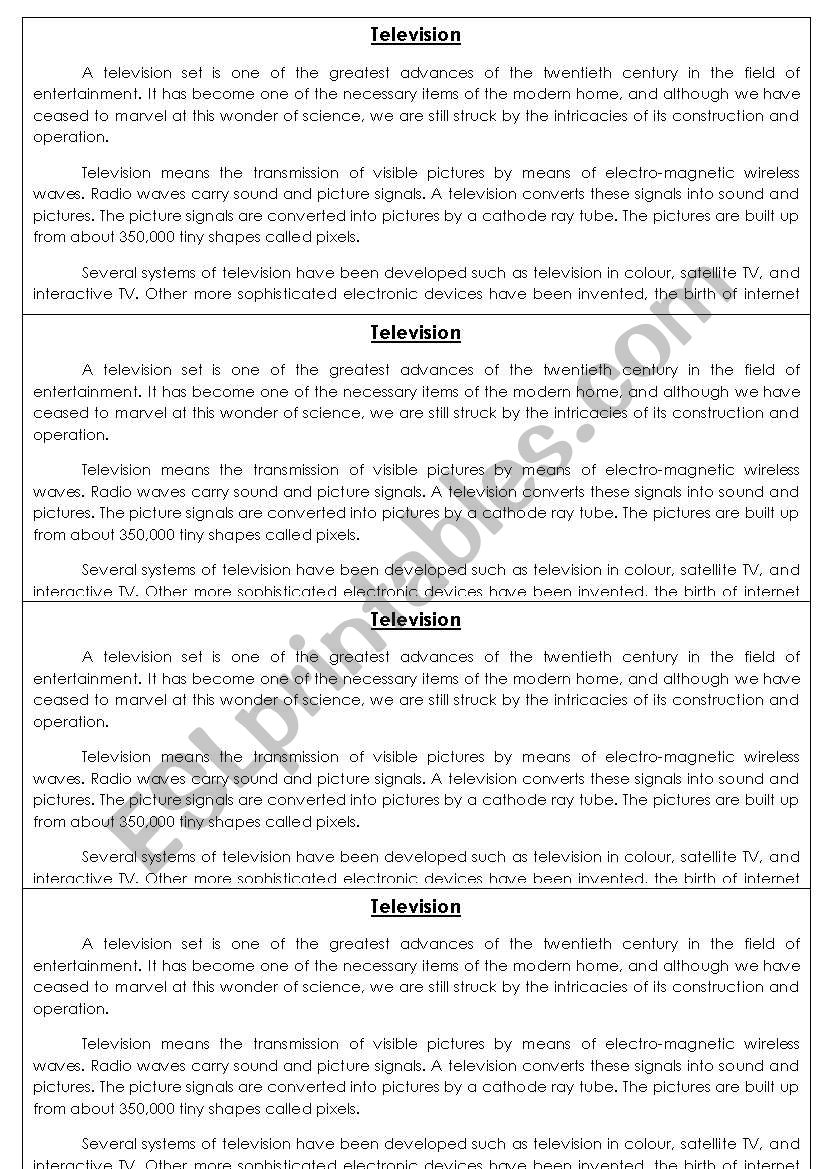 Television worksheet