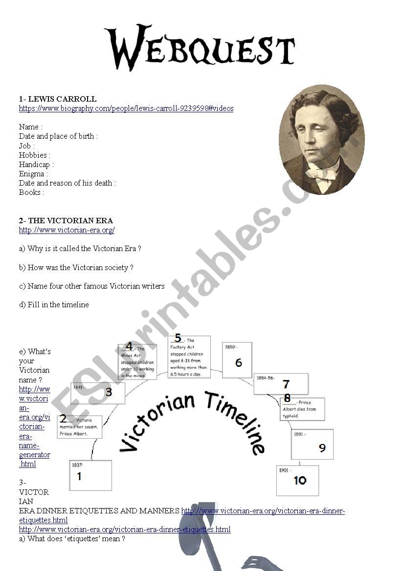 Webquest Lewis Carroll worksheet